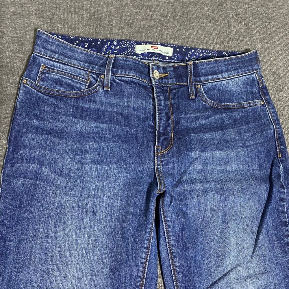 Levis 525 Perfect Waist Straight Leg Jeans Blue Denim 10M 32x31 Mid Rise Paisley - Picture 12 of 12